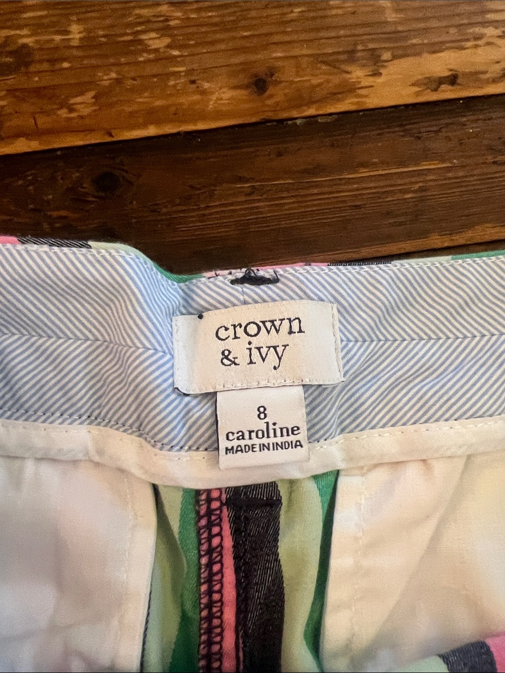 Crown and Ivy Striped Pink & Green Women’s Shorts size 8 - Picture 3 of 3